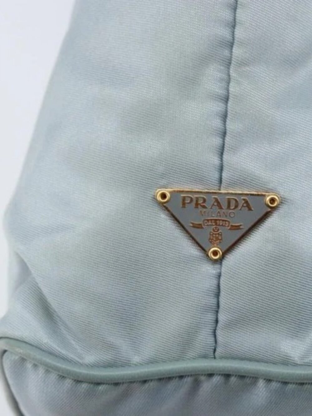 PRADA Chain Shoulder Bag Nylon Light Blue Gold Auth LNZ688V - Picture 12 of 16